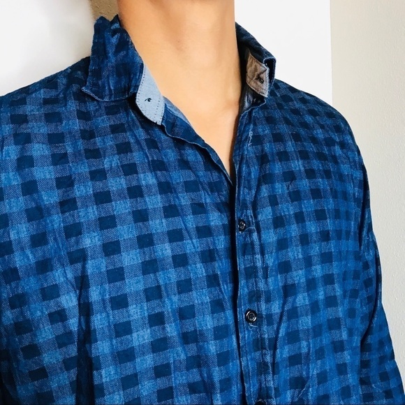 Fredd Marshall Chambray Plaid Men’s Button Down - Picture 3 of 7